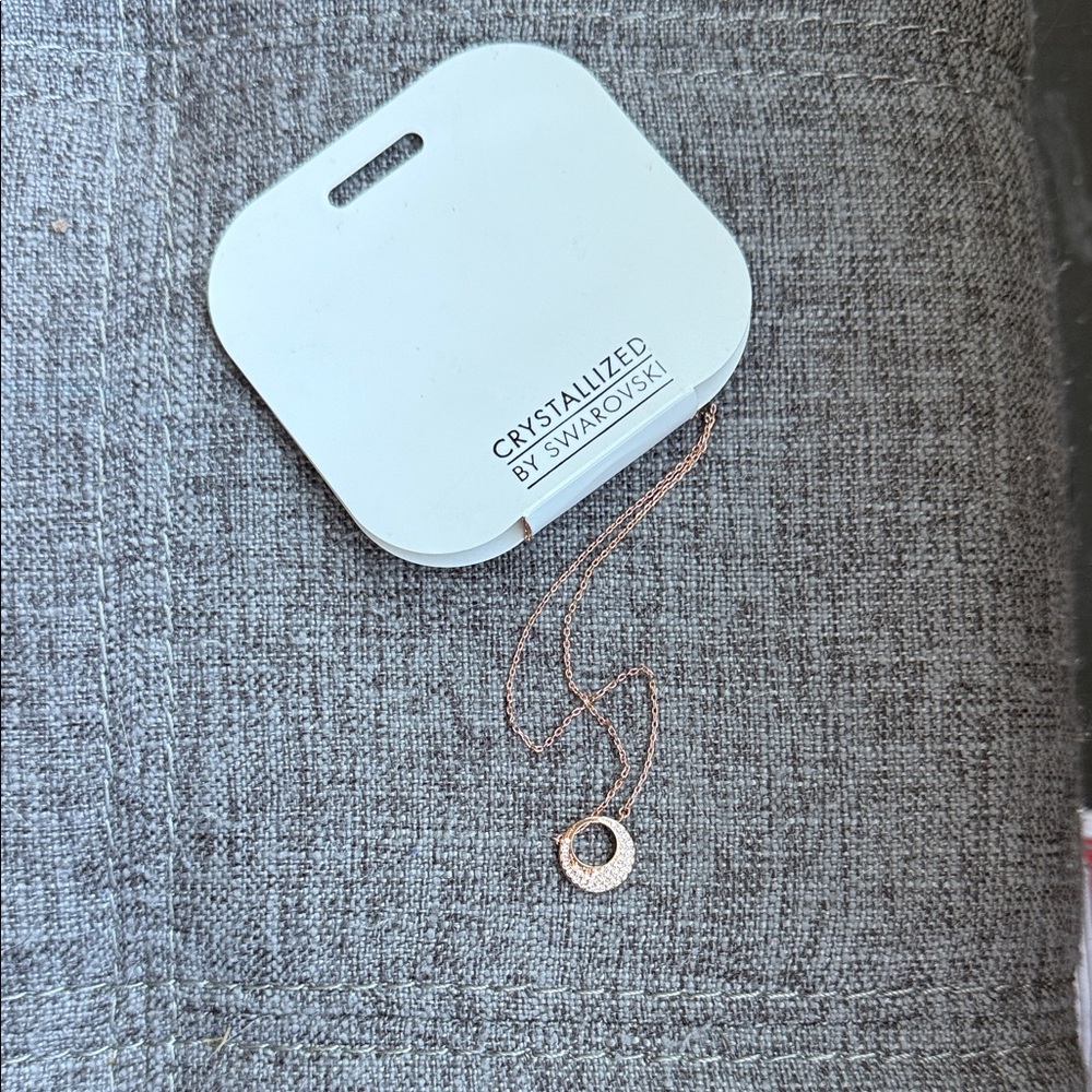 Swarovski Rose Gold Circle Pendant Necklace